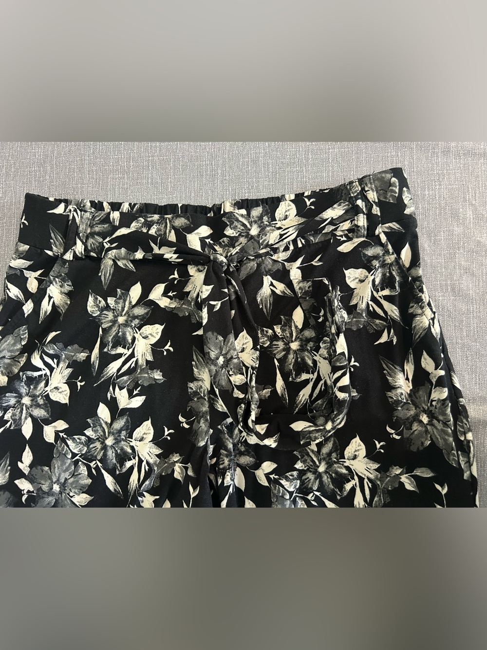 Wide Leg Floral Boho Pants Black & White - Picture 2 of 5
